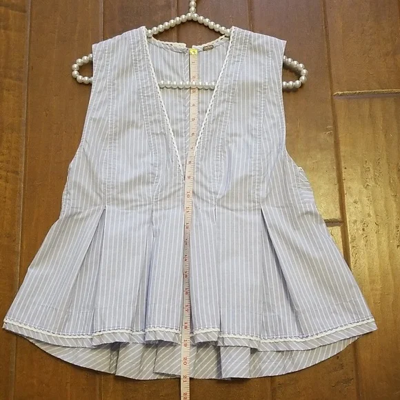 Free People Womens Light Blue Sleeve less Peplum Baby Doll Top Size XS - Picture 9 of 13